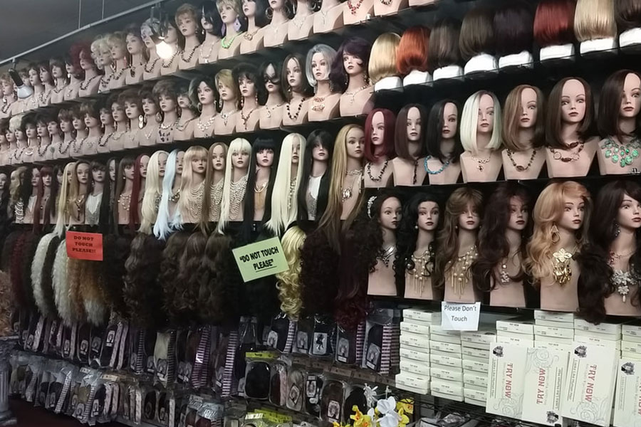 Wig Display On Wall